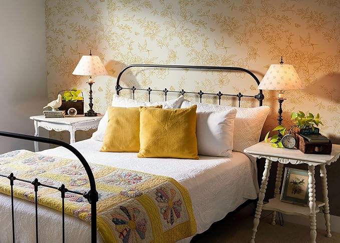 Froluya Cream White and Gold Floral Wallpaper Peel and Stick Wallpaper - Image 3