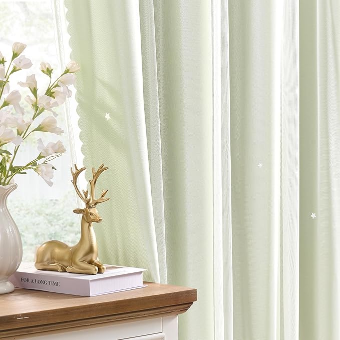 XiDi Green Curtains for Bedroom, Girls Room Blackout Curtains, Kids Room - Image 7