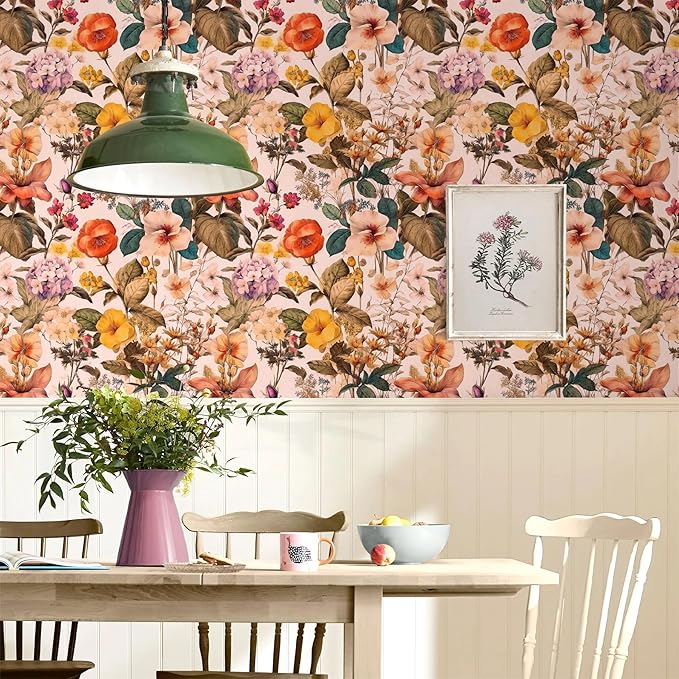 Jeweluck Floral Peel and Stick Wallpaper Vintage Floral Contact Paper Peel and - Image 8