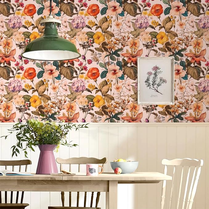 Jeweluck Floral Peel and Stick Wallpaper Vintage Floral Contact Paper Peel and - Image 8
