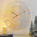 CLXEAST Champagne Gold Metal Wall Clock, Large Roman Numeral 24 Inch Wall Clocks by CLXEAST