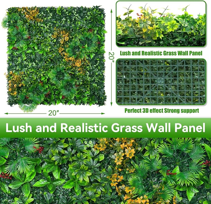 Grass Wall Panels, UV-Anti Faux Greenery Plant Boxwood Panels - Image 2