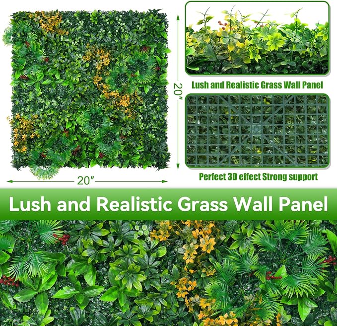 Grass Wall Panels, UV-Anti Faux Greenery Plant Boxwood Panels - Image 2