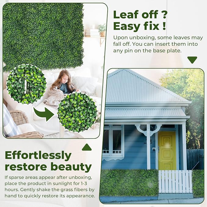 Artificial Boxwood Roll Panels: 60"x138" UV-Anti Faux Hedge Privacy Screen - Image 5