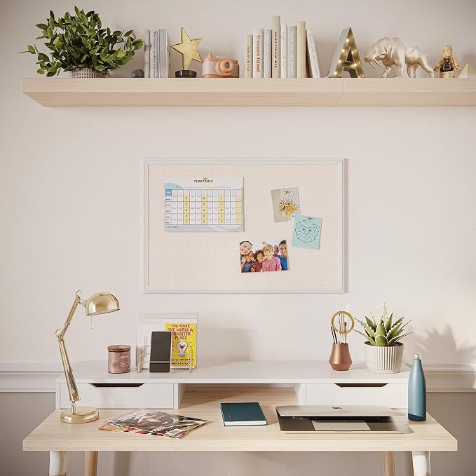 U Brands Farmhouse Linen Bulletin Board, Wall Mounted Pin Board - Image 7