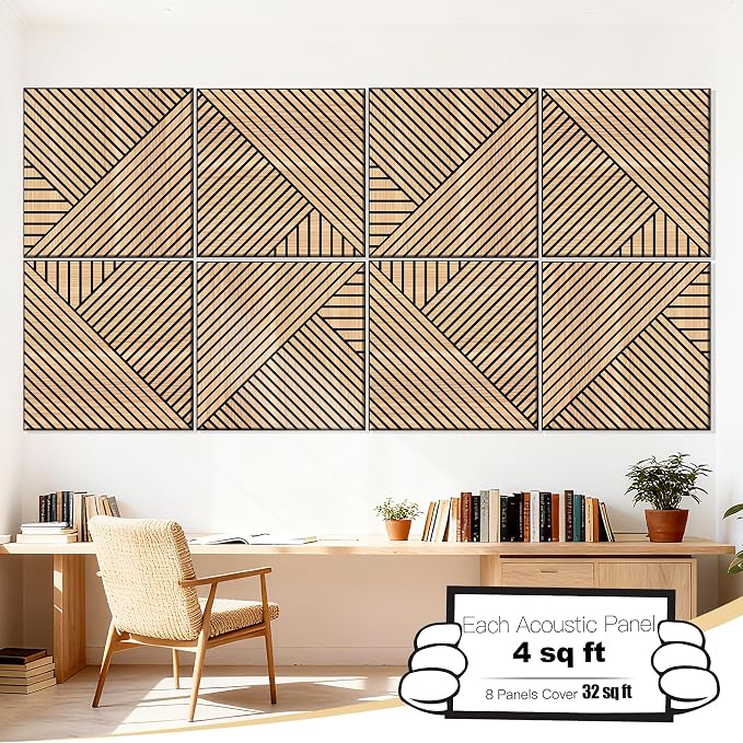 Mollywell Art Acoustic Wall Panels, 24x24 Inch 8 Pack, Wood Veneer, Sound - Image 2