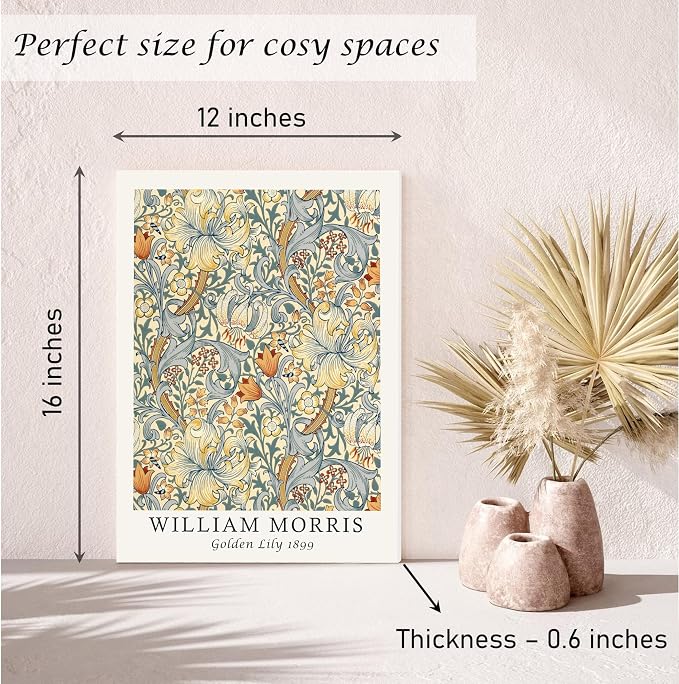 Induslyfe Framed Flower Wall Art Canvas Decor Set of 3, William Morris Framed - Image 7
