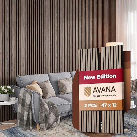 Avana Acoustic Wood Wall Panels – 47.2 X 12.6 Inch Walnut Acoustic Panels 2 PCs by AvanaHome