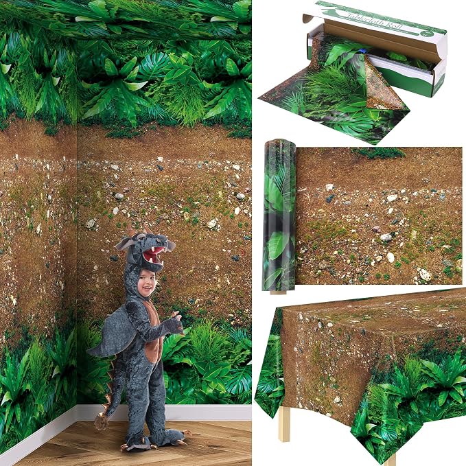 Kochorie 100 Ft x 54 Inch Forest Path Plastic Tablecloth Roll Safari Dinosaur by Kochorie