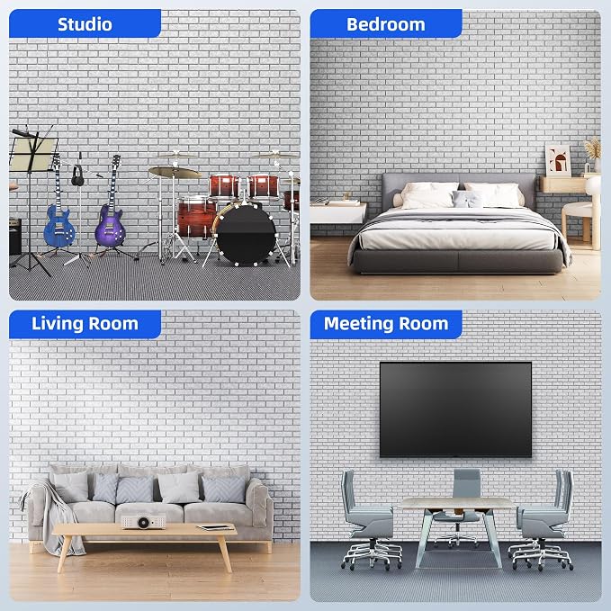 20 Pack Acoustic Panels with Self Adhesive, Soundproof Wall Panels, Brick Sound - Image 6