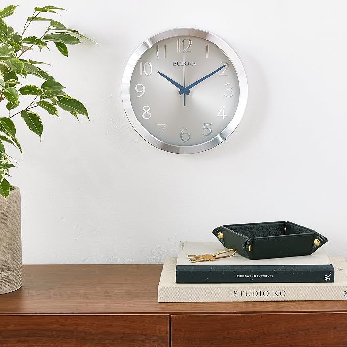 Bulova Winston Wall Clock C4844 | 10" Diameter | Metal Design - Image 4
