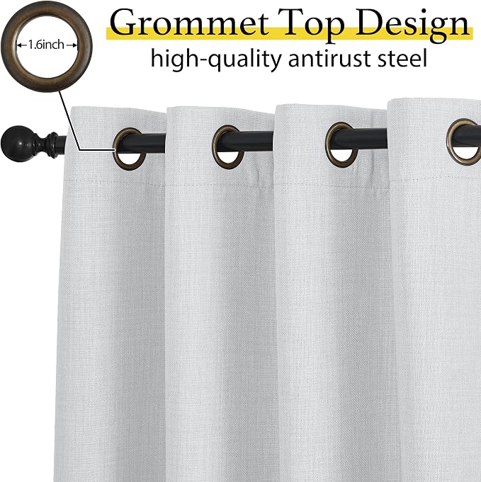 NICETOWN Faux Linen Greyish White Room Darkening Curtain Valances 36 inches Long - Image 3