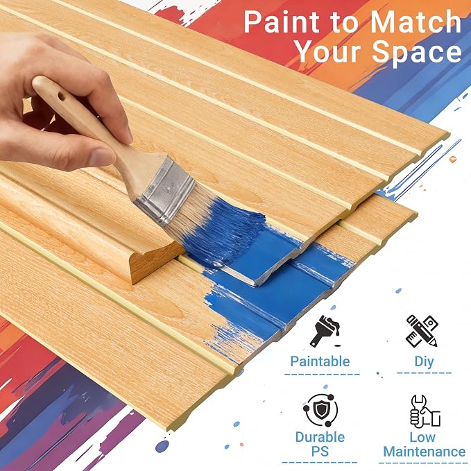 PS Wainscoting Wall Panel Kit, Paintable Waterproof PS Panels - Image 5