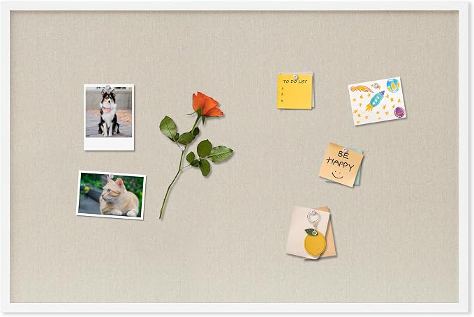 DAHAPYBOO Cork Board with Linen White, Bulletin Board 36"x24" Hanging Corkboards by DAHAPYBOO