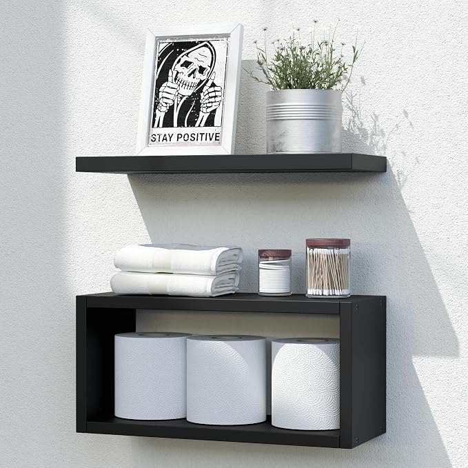 RICHER HOUSE Floating Shelves Bathroom, Above Toilet Bathroom Shelves, Wall by RicherHouse