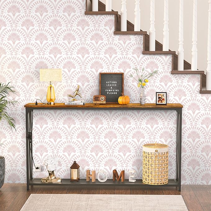 Timeet 17.7 in × 78.7 in Boho Peel and Stick Wallpaper Pink Floral Contact - Image 3