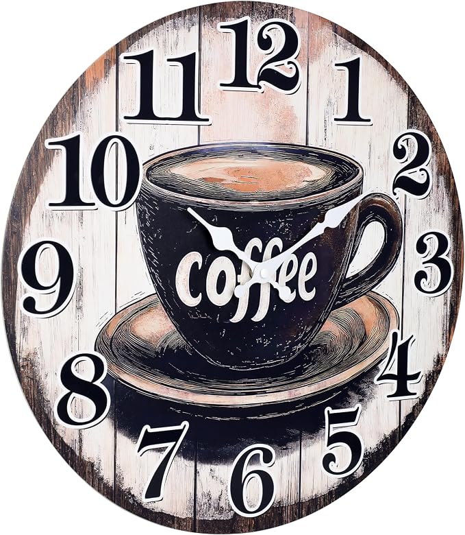 Large Kitchen Clock Decor, Decorative Coffee Wall Clocks Battery Operated - Image 8