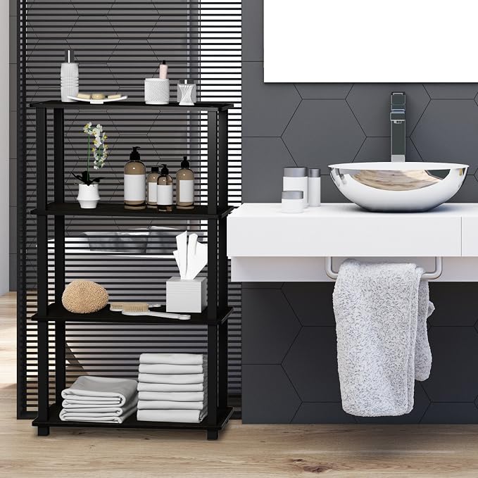 Furinno TURN-S-TUBE Storage Shelves, 4-Tier Book Shelf, Corner Shelf, Toolless - Image 2