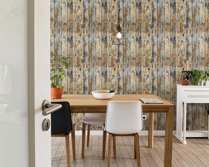 FLFK Rustic Wood Wallpaper, Peel and Stick Wood Grain Wall Mural - Image 4