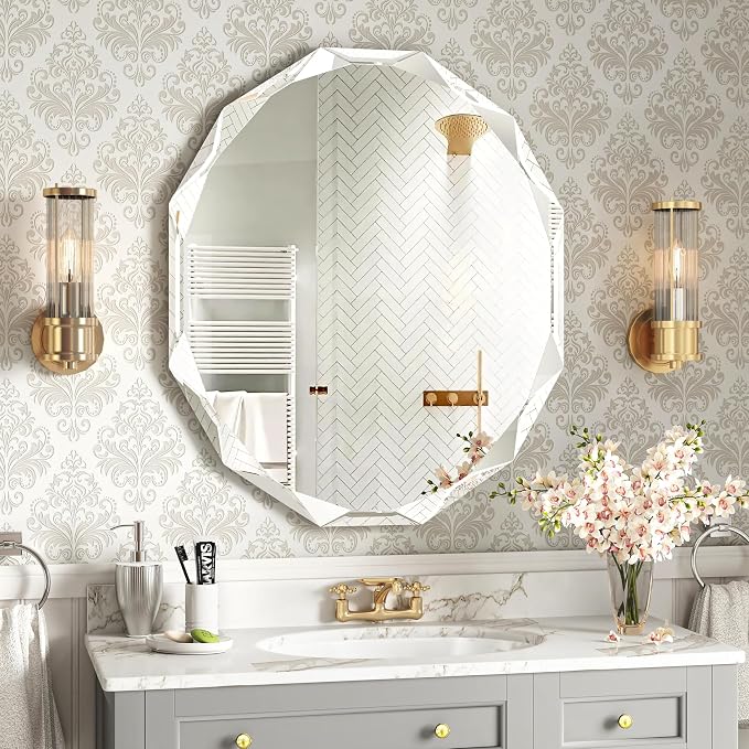 Bathroom Mirrors for Over Sink, Round Frameless Mirrors for Wall, 30x36 Inch - Image 6
