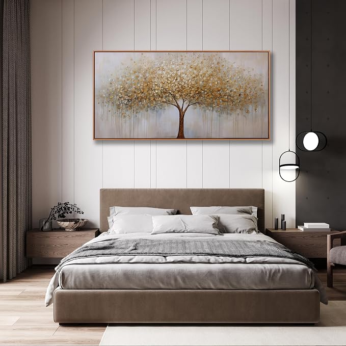 Abstract Wall Art Gold Tree of Life Framed Artwork Canvas Painting Textured - Image 5