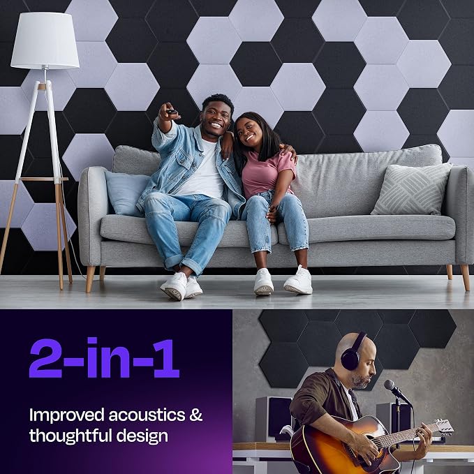 Acoustic Panels 12-Pack Soundproof Wall Panels 12"X10.4"X0.4" Sound Panels High - Image 2
