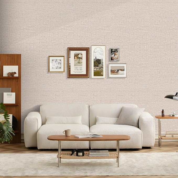 15.75"x393.7" Beige Wallpaper Peel and Stick Removable Grasscloth Textured Wall - Image 3