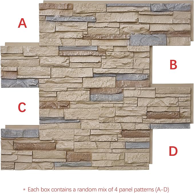 8-Pack Faux Stone Wall Panels PU Stone Veneer Siding, Mortarless Lightweight - Image 2