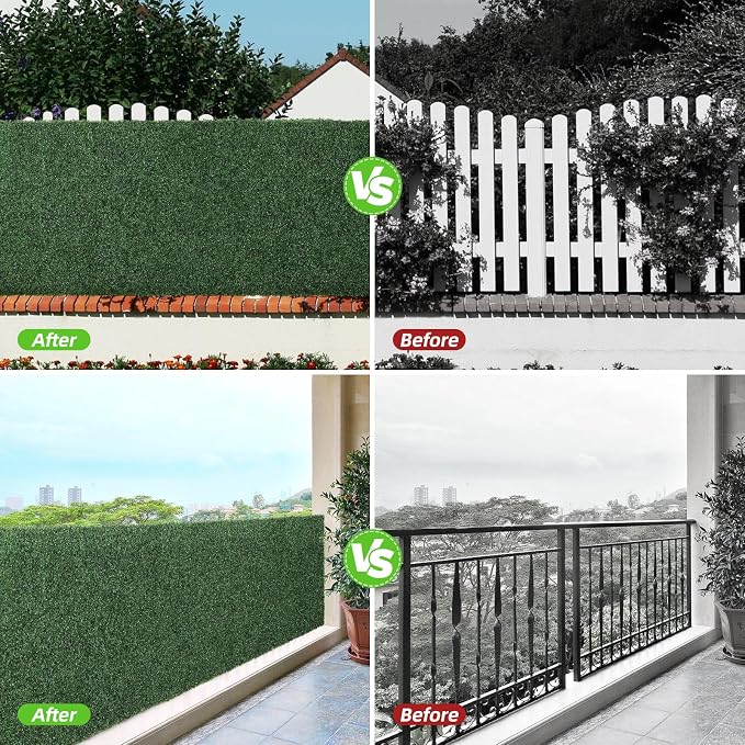 Luyue 6PCS 20”×20” Boxwood Panels, Artificial Grass Wall Panels Fake Greenery - Image 5