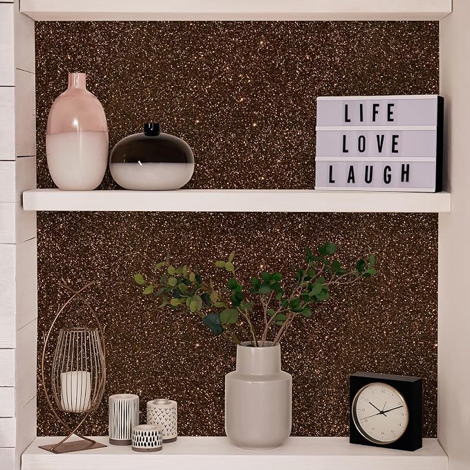 CHIHUT Dark Brown Glitter Peel and Stick Wallpaper Brown Glitter Contact Paper - Image 7