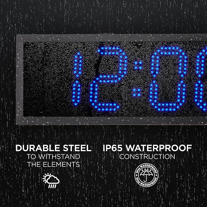 Ivation Oversized 48" Outdoor Waterproof Digital Clock, Auto Time Sync - Image 4