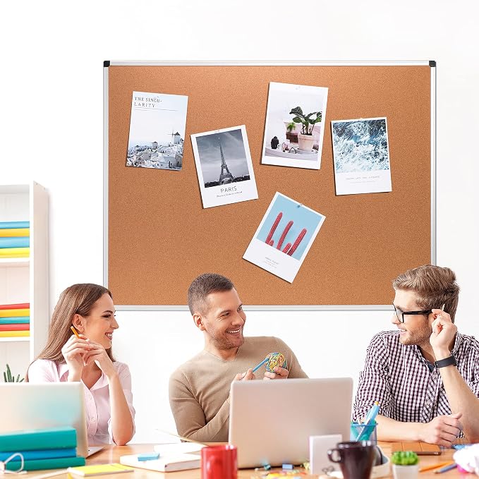 Amazon Basics Rectangular Bulletin Board, Cork Board - Image 7