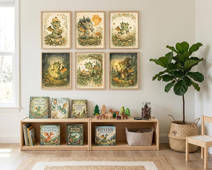 tgguytiy Vintage Nursery Dragon Wall Art - Image 6