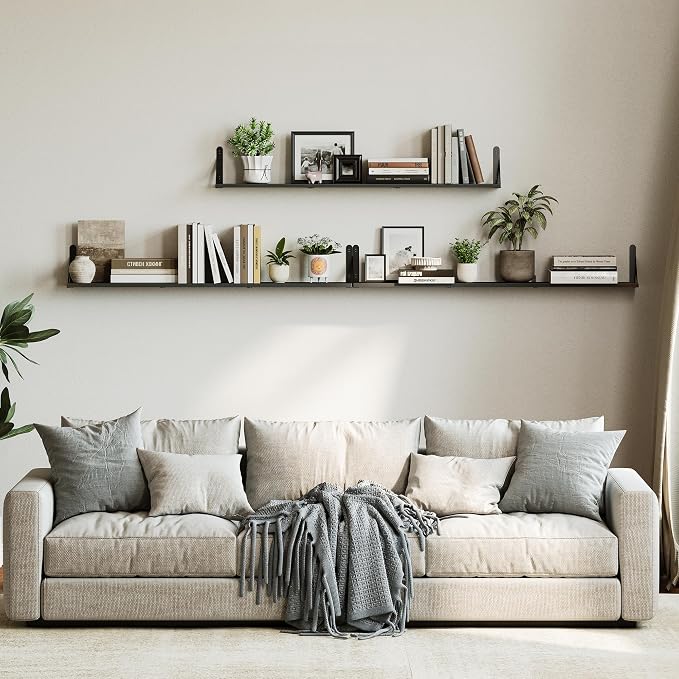 WOPITUES Floating Shelves for Wall 48″W x 8″D, Long Wall Mounted Shelves Set of - Image 2
