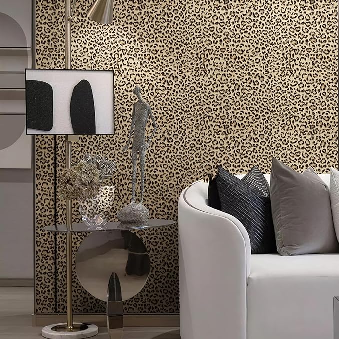 JiffDiff Leopard Print Peel and Stick Wallpaper, Waterproof Removable Self - Image 3