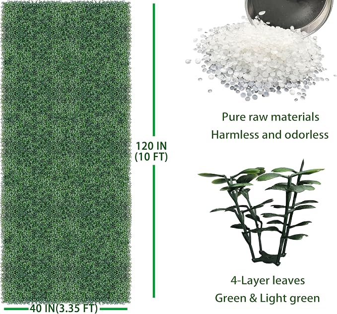 ODTORY Artificial Boxwood Roll Panels:40 X 120 in UV-Anti More Dense Greenery - Image 2