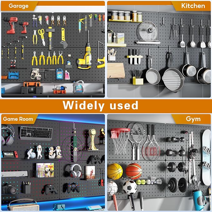 Peg Board, Includes 4 Pack 24''X12'' Large Black Peg Board - Image 7