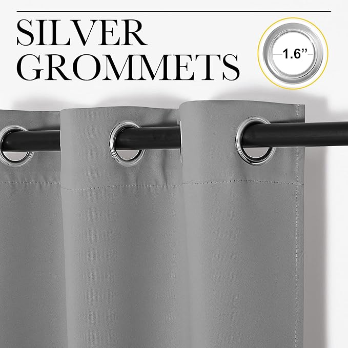NICETOWN Silver Grey Thermal Insulated Grommet Blackout Curtains, Kids Window - Image 3