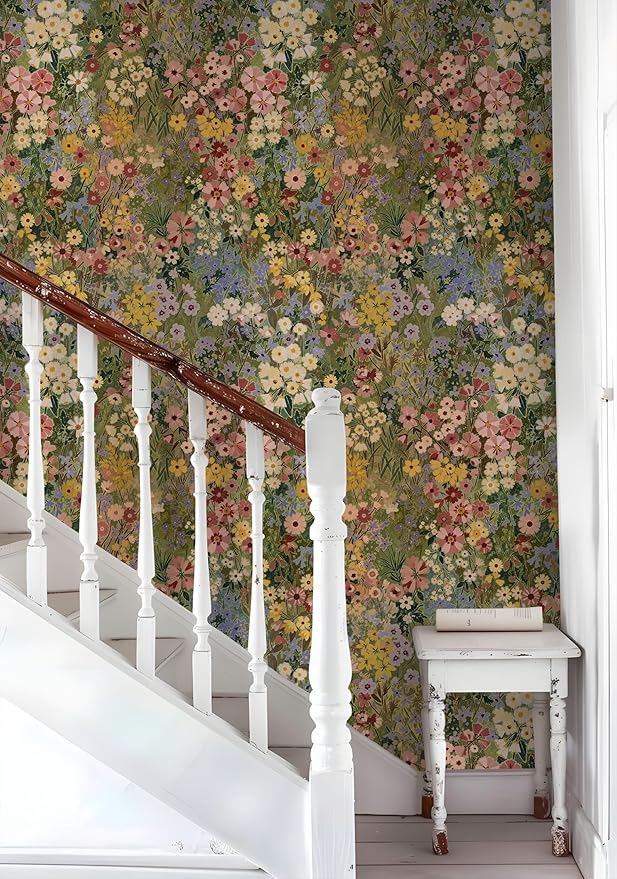 Floral Wallpaper Peel and Stick Boho Wall Paper Removable Waterproof Green - Image 5