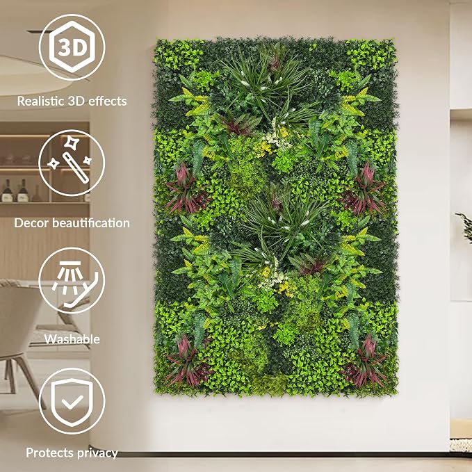 Artificial Grass Wall Boxwood Plant Panel: 20"x20" UV Resistant Green Leaves - Image 3