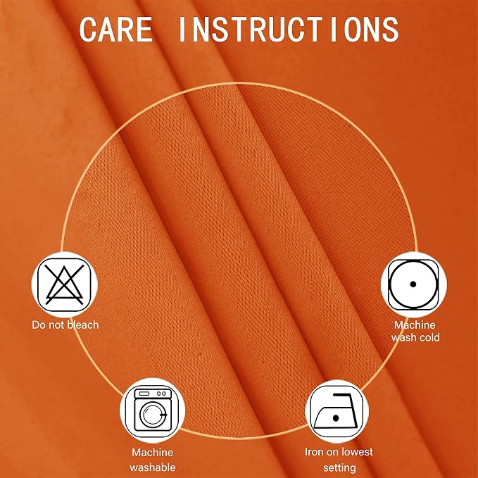 LEMOMO Orange Blackout Curtains 38 x 63 Inch Length/Set of 2 Curtain - Image 3