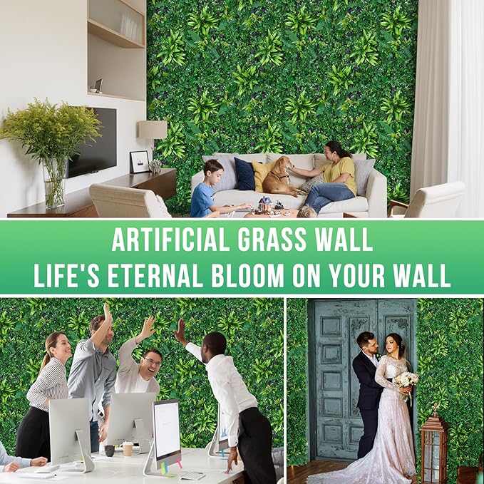Grooy Artificial Boxwood Panels, Grass Wall Panels 20"x20", Privacy Hedge Fence - Image 5