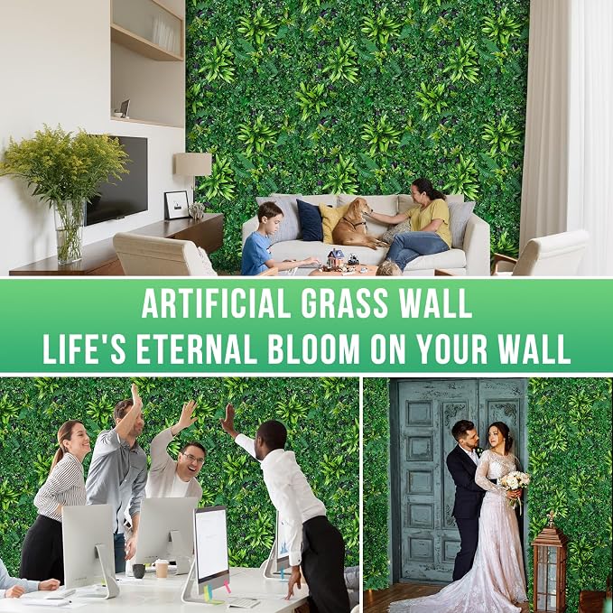 Grooy Artificial Boxwood Panels, Grass Wall Panels 20"x20", Privacy Hedge Fence - Image 5