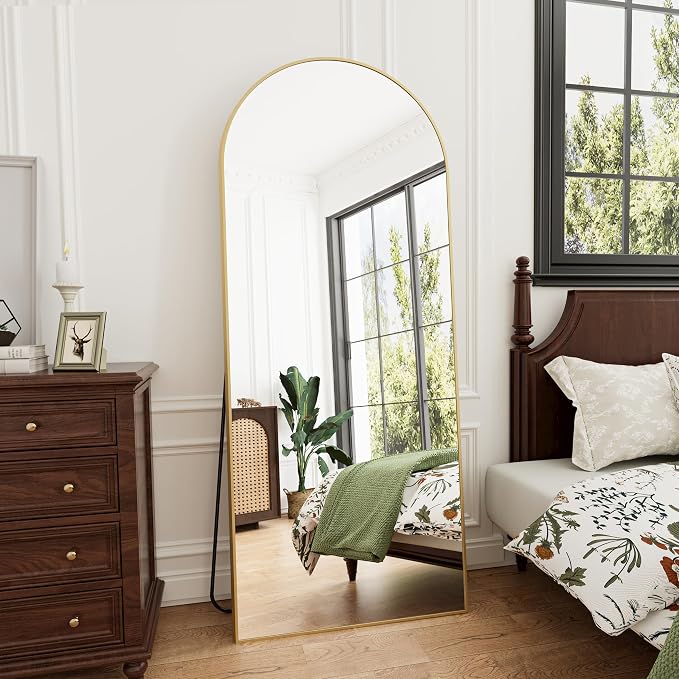 Rowjut Full Length Mirror Arched Floor Length Mirrors, Aluminum Frame - Image 2