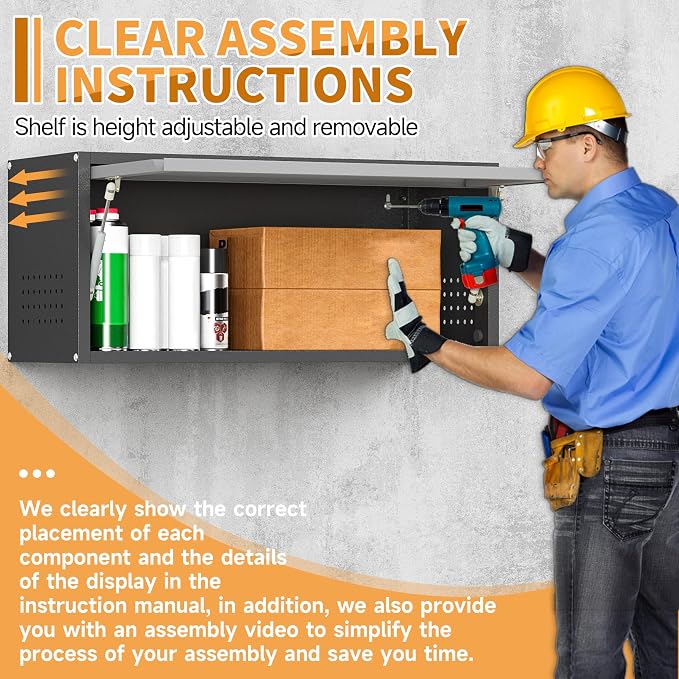 Metal Garage Wall Cabinet with Up-Flip Door, Wall-Mounted Steel Storage Cabinet - Image 6