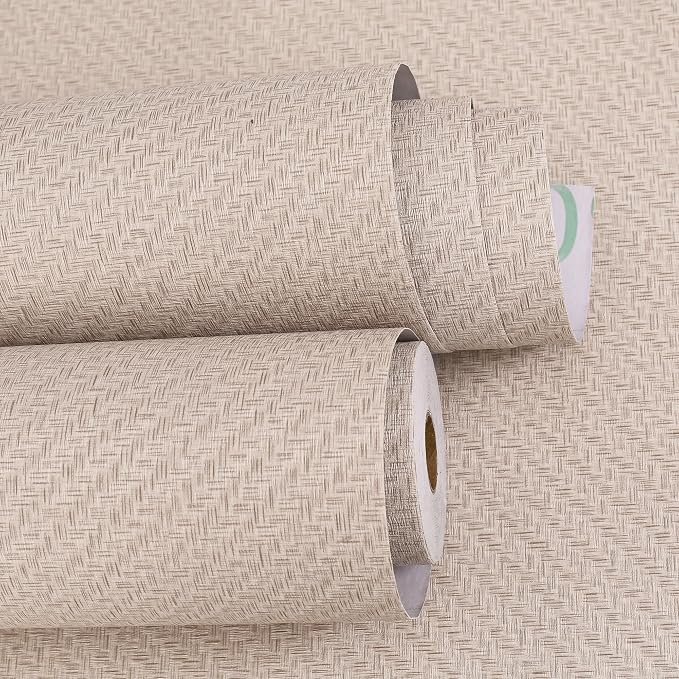 Haimin Fabric Wallpaper Textured Contact Paper Grasscloth Wallpaper Peel and - Image 8