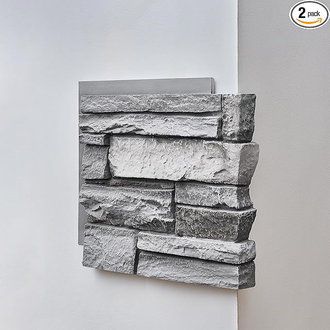 Fogstone Right-Hand Corner Panel Artisan Hand Painted 90-Degree Faux Stone by Wallwell