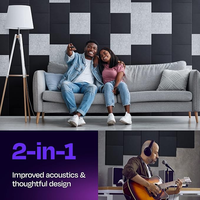 Acoustic Panels 12-Pack Soundproof Wall Panels 12"X12"X0.4" Sound Panels High - Image 2