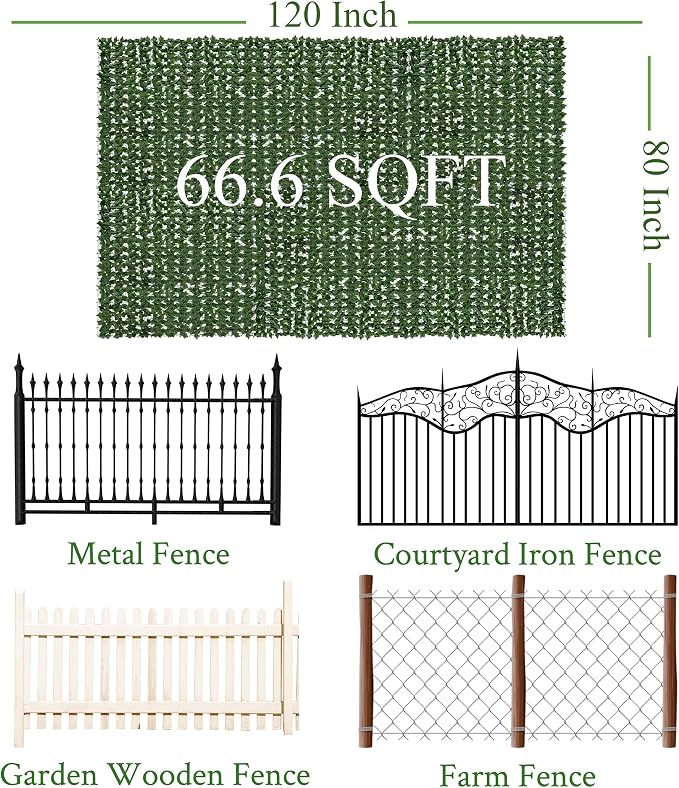 Artificial Ivy Privacy Fence Screen: 80 "x 120" Anti-Ultraviolet Artificial - Image 2