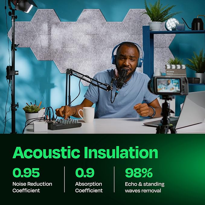 Acoustic Panels 12-Pack Soundproof Wall Panels 14"X12.1"X0.4" Sound Panels High - Image 3
